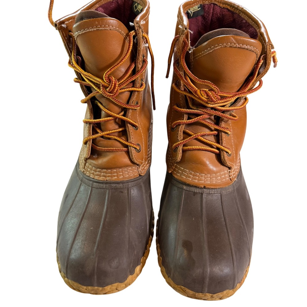 LL Bean Duck Boots Mens 9 Brown Gore-Tex Thinsulate Insulated 8 Inch USA‎